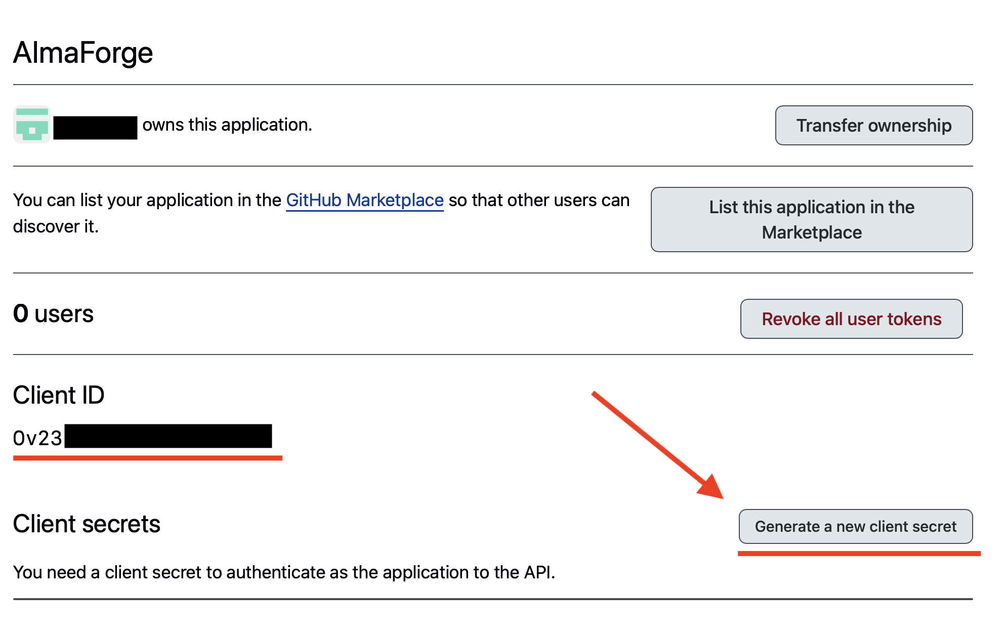 GitHub OAuth app credentials